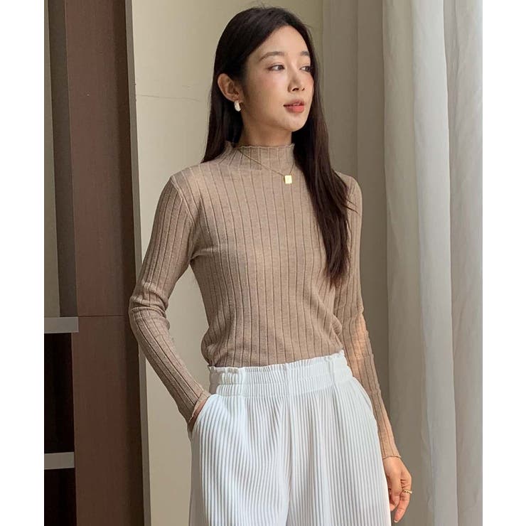 10カラー。大人かわいいハイネックリブニット。コーディネートのアクセントにも、１… | maison de LATIR | 詳細画像25 