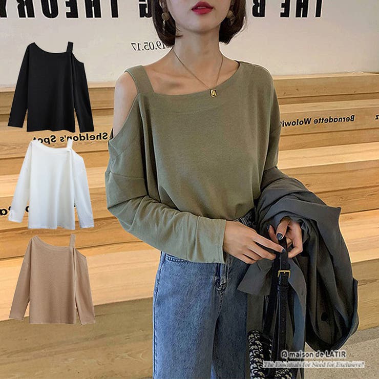肩出し ロンt カットソー[品番：MSDL0001622]｜maison de LATIR