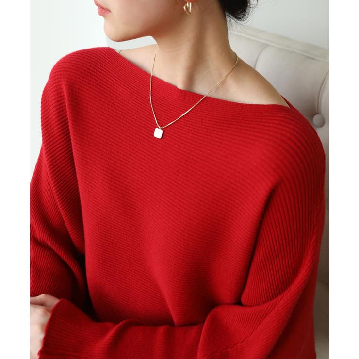 冬即戦力 ボリューム袖ボートネック極上ドルマンニットトップス ゆったり軽量 | maison de LATIR | 詳細画像15 