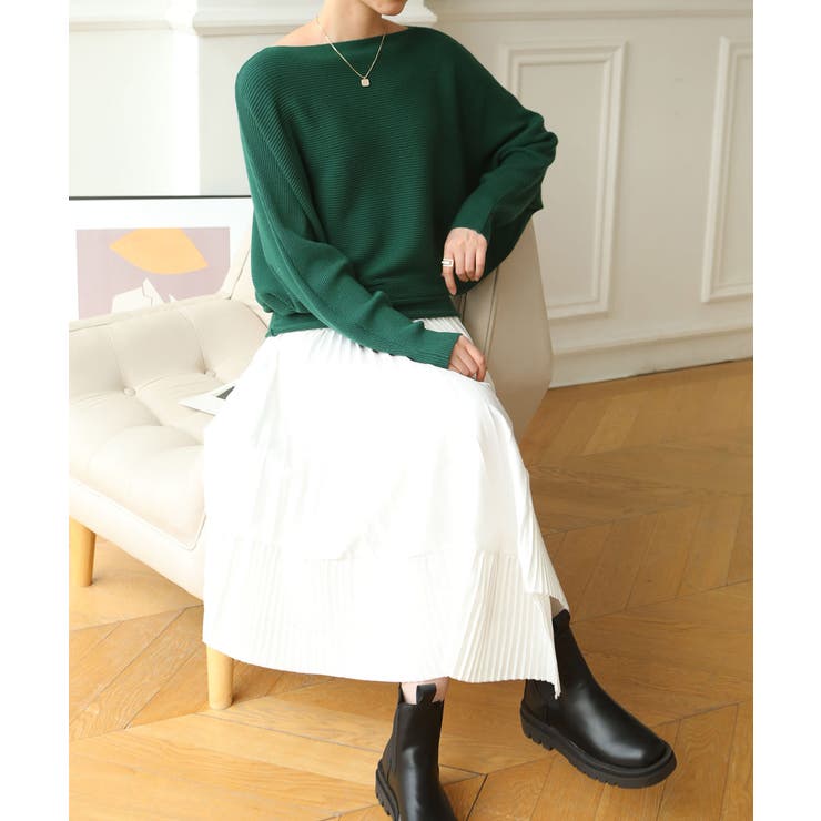 冬即戦力 ボリューム袖ボートネック極上ドルマンニットトップス ゆったり軽量 | maison de LATIR | 詳細画像23 