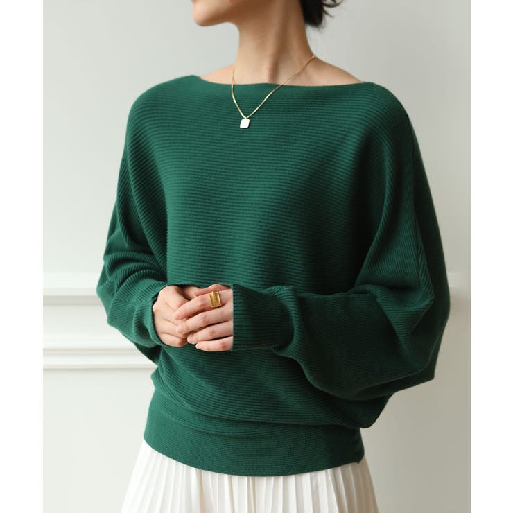 冬即戦力 ボリューム袖ボートネック極上ドルマンニットトップス ゆったり軽量 | maison de LATIR | 詳細画像25 