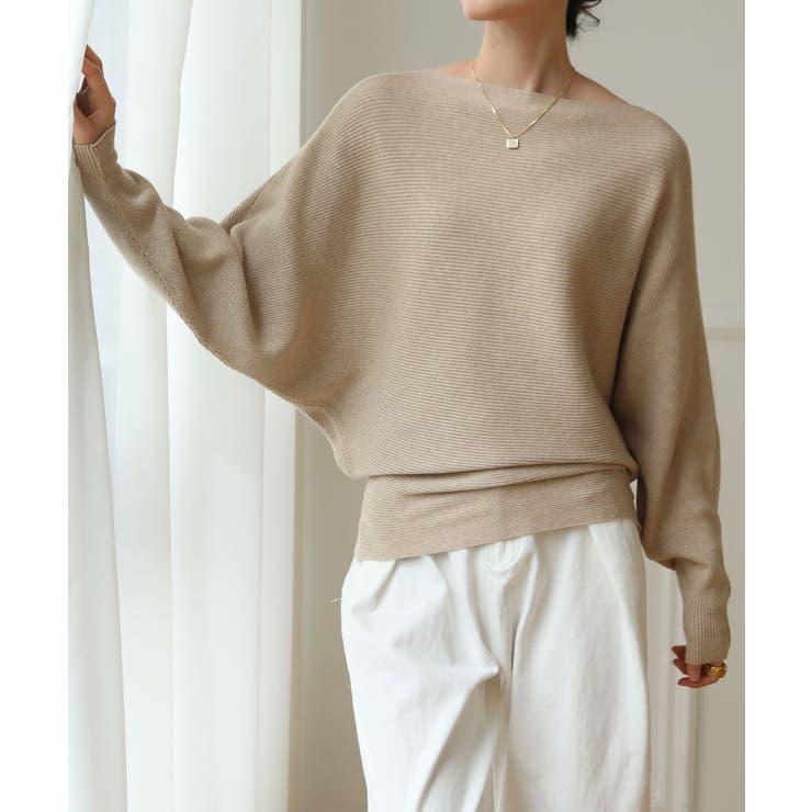 冬即戦力 ボリューム袖ボートネック極上ドルマンニットトップス ゆったり軽量 | maison de LATIR | 詳細画像31 