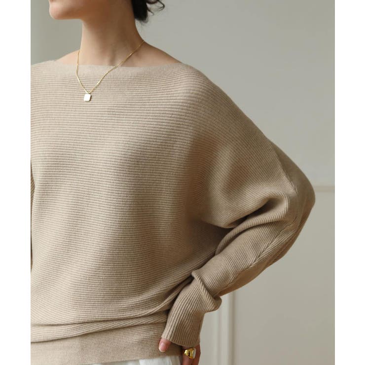 冬即戦力 ボリューム袖ボートネック極上ドルマンニットトップス ゆったり軽量 | maison de LATIR | 詳細画像34 