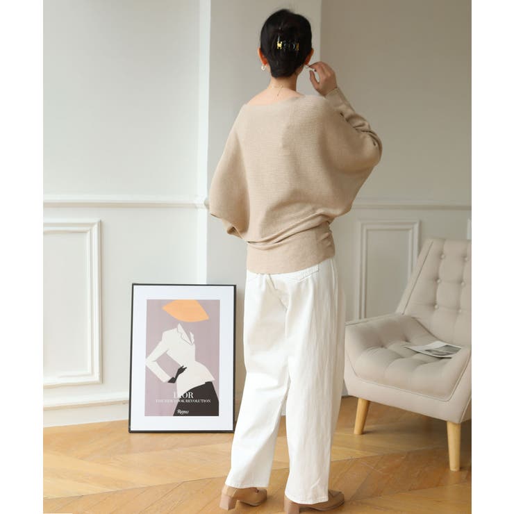 冬即戦力 ボリューム袖ボートネック極上ドルマンニットトップス ゆったり軽量 | maison de LATIR | 詳細画像35 