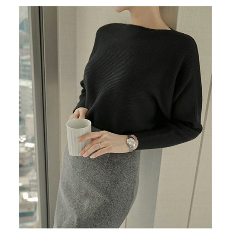 冬即戦力 ボリューム袖ボートネック極上ドルマンニットトップス ゆったり軽量 | maison de LATIR | 詳細画像4 