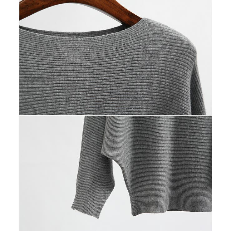 冬即戦力 ボリューム袖ボートネック極上ドルマンニットトップス ゆったり軽量 | maison de LATIR | 詳細画像70 