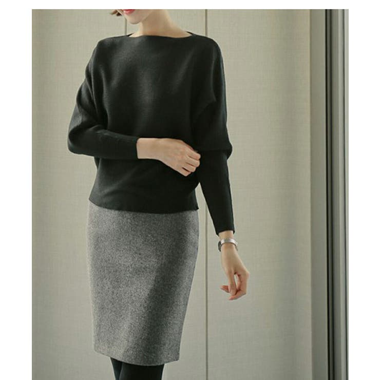 冬即戦力 ボリューム袖ボートネック極上ドルマンニットトップス ゆったり軽量 | maison de LATIR | 詳細画像7 