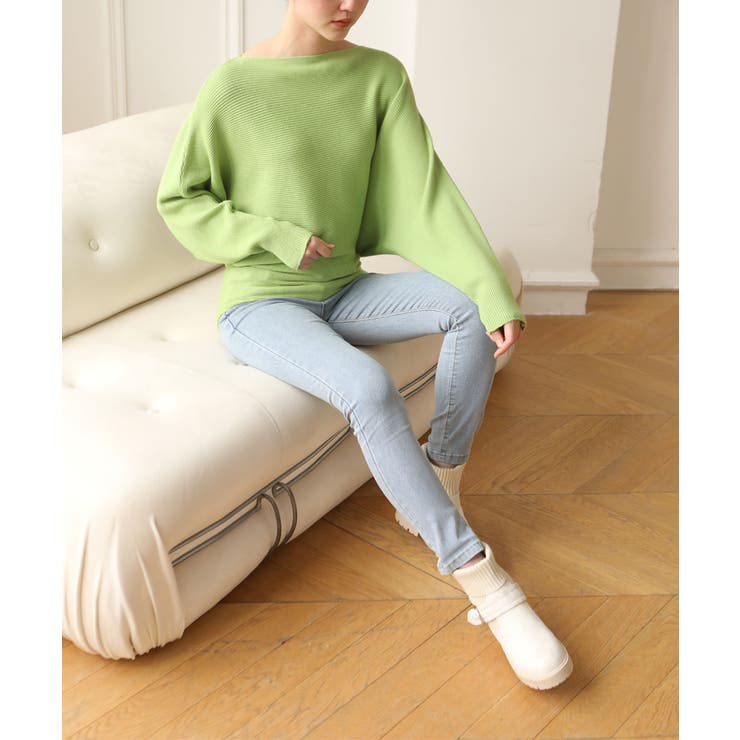 冬即戦力 ボリューム袖ボートネック極上ドルマンニットトップス ゆったり軽量 | maison de LATIR | 詳細画像45 