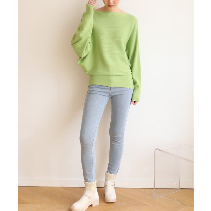 冬即戦力 ボリューム袖ボートネック極上ドルマンニットトップス ゆったり軽量 | maison de LATIR | 詳細画像46 