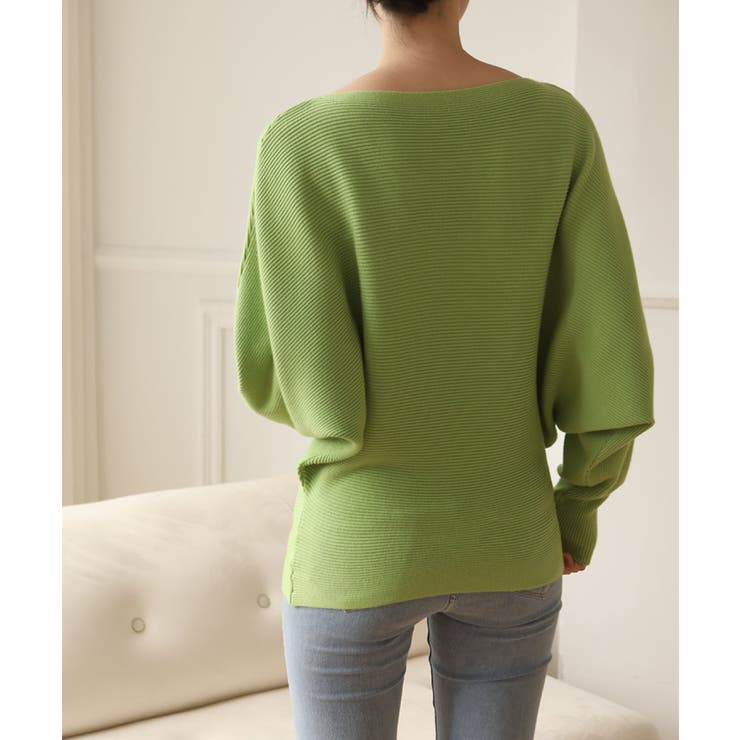 冬即戦力 ボリューム袖ボートネック極上ドルマンニットトップス