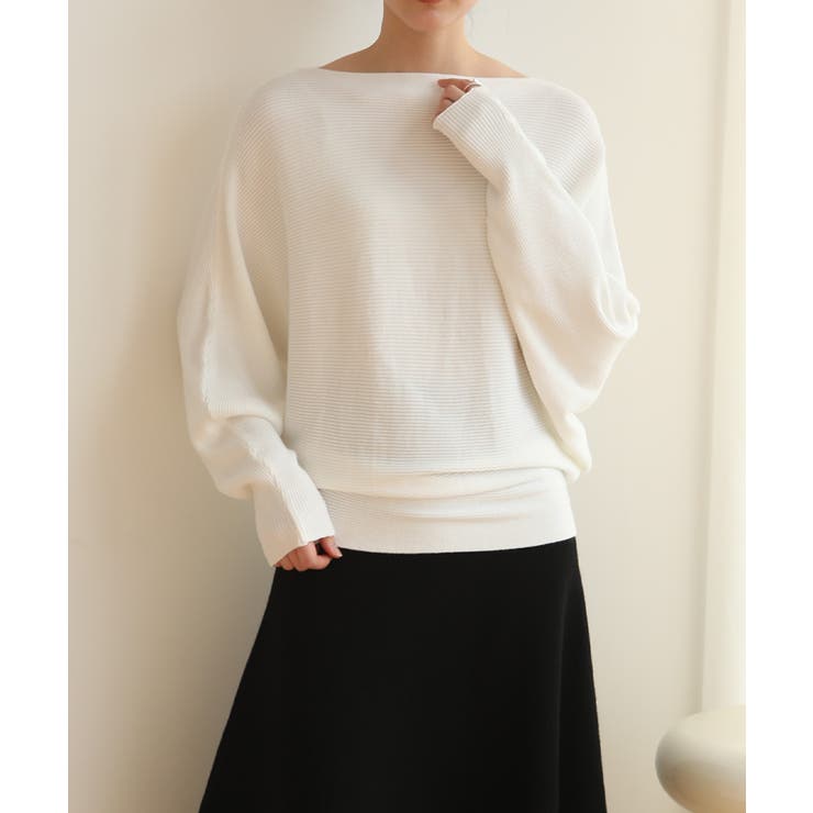 冬即戦力 ボリューム袖ボートネック極上ドルマンニットトップス ゆったり軽量 | maison de LATIR | 詳細画像43 