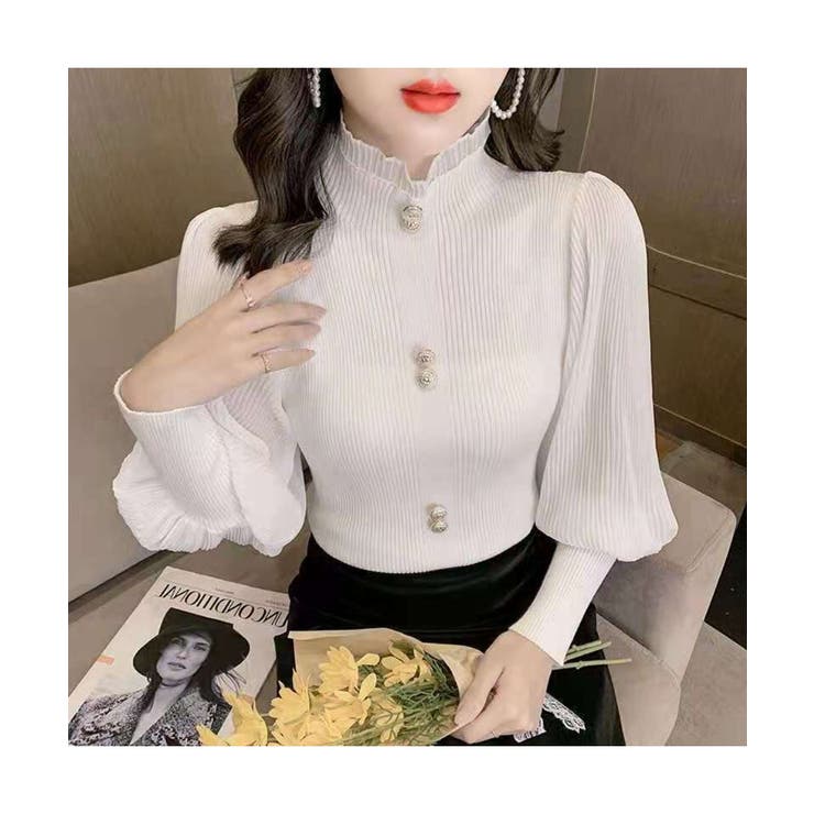 パフスリーブが上品なハイネックセーター 薄手 ふんわり | maison de LATIR | 詳細画像11 