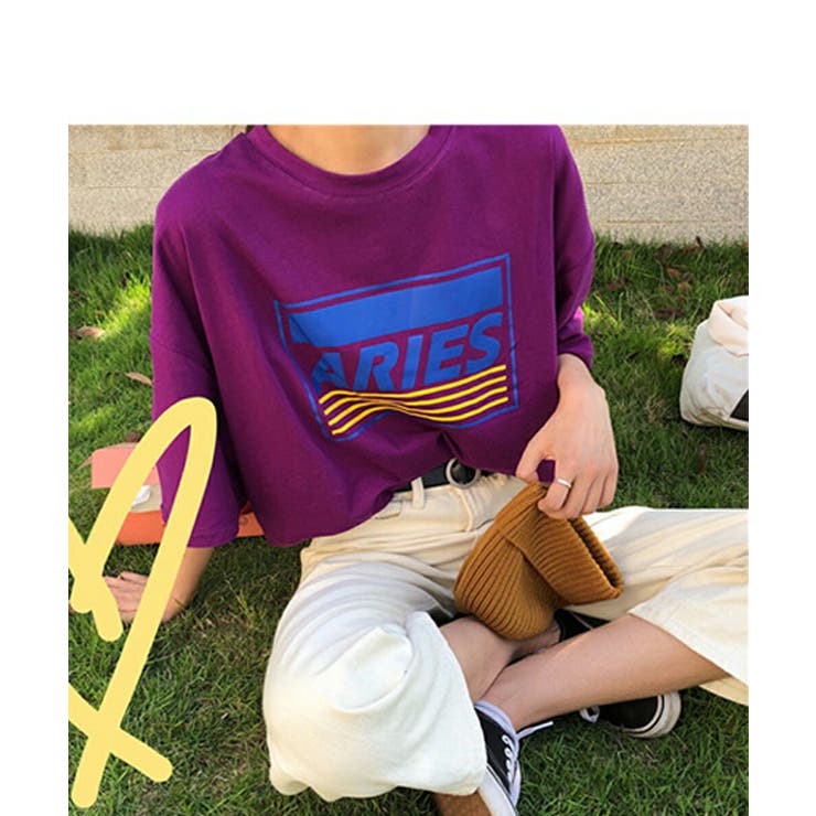 可愛いロゴ&プリントTシャツ大きめフリーサイズカジュアル半袖トップスレディースtシャツレディース3color