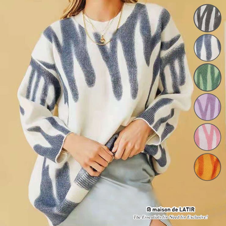 パステルデザインニット クルーネック ニット | maison de LATIR | 詳細画像1 