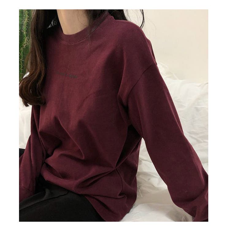 ブラウン | シンプルで着回し抜群！合わせやすいレター文字ロンT 長袖カットソー レディース | maison de LATIR