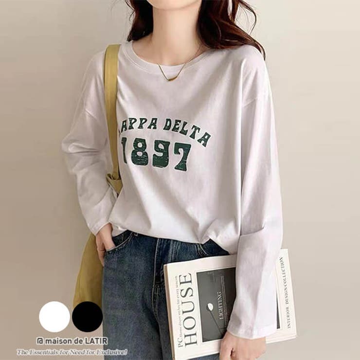 ラフ感が可愛いフロントプリント長袖Tシャツ[品番：MSDL0002496