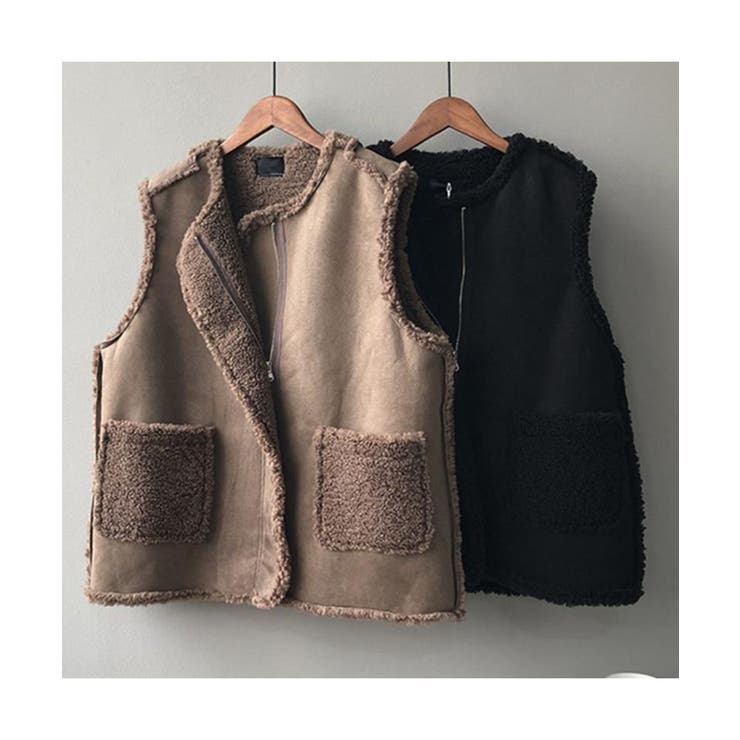 トレンド感のある大人カジュアルに仕上げるムートン風リバーシブルジレ ベスト ボア | maison de LATIR | 詳細画像10 