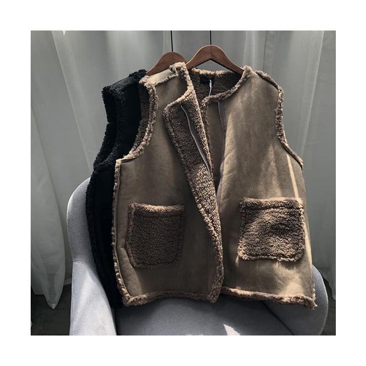 トレンド感のある大人カジュアルに仕上げるムートン風リバーシブルジレ ベスト ボア | maison de LATIR | 詳細画像11 