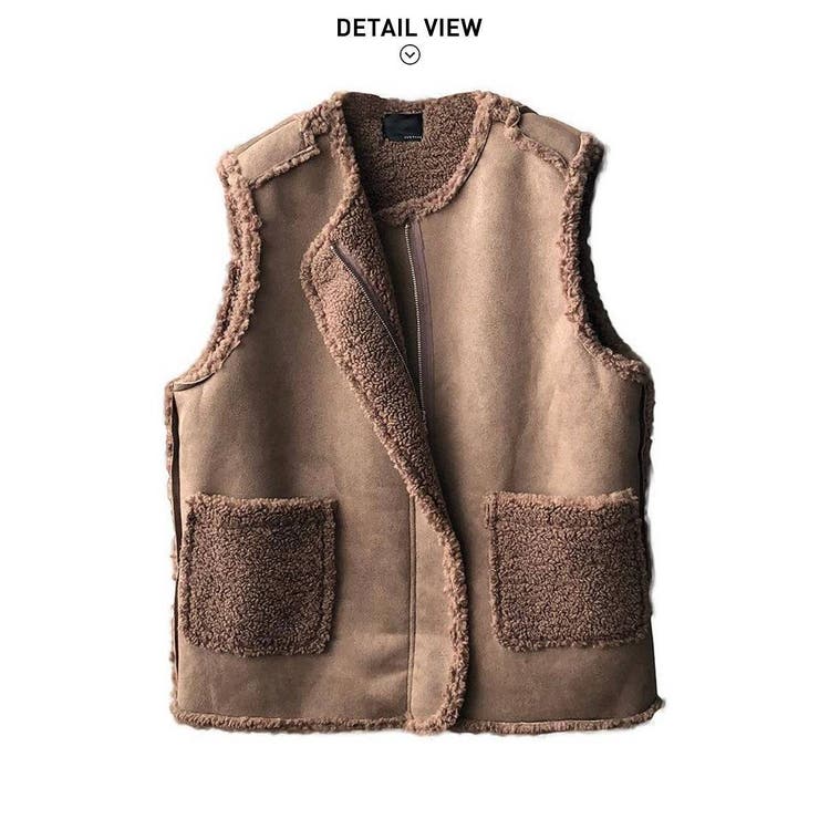 トレンド感のある大人カジュアルに仕上げるムートン風リバーシブルジレ ベスト ボア | maison de LATIR | 詳細画像12 