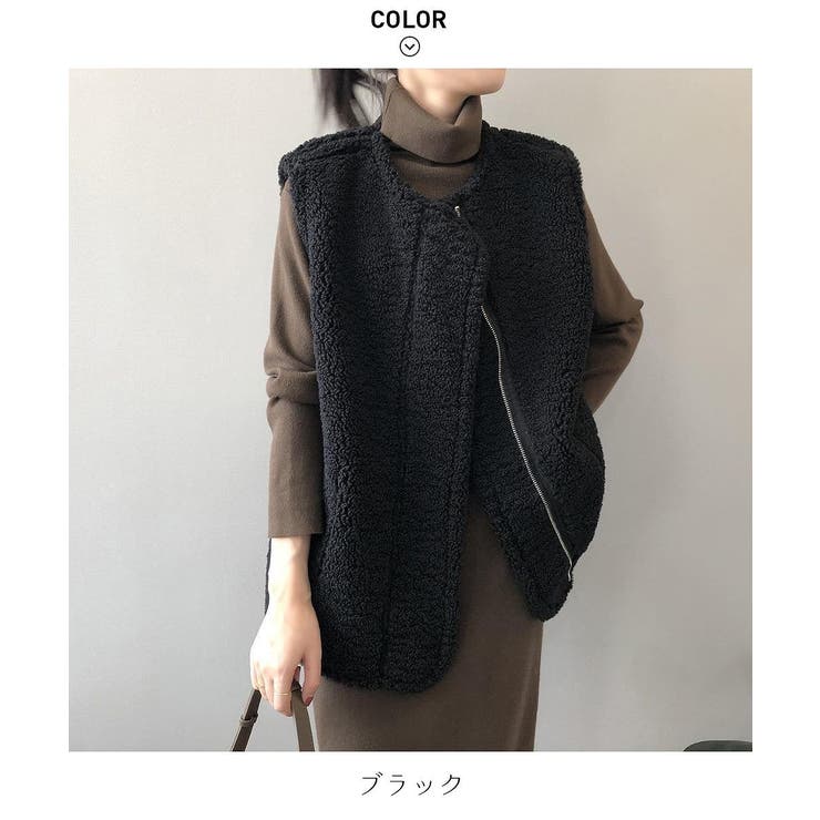 トレンド感のある大人カジュアルに仕上げるムートン風リバーシブルジレ ベスト ボア | maison de LATIR | 詳細画像19 