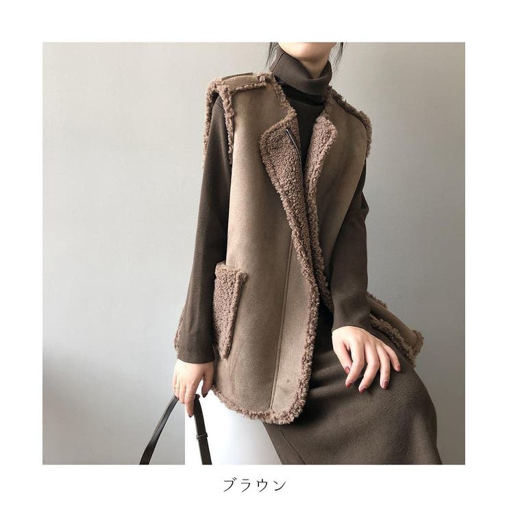 トレンド感のある大人カジュアルに仕上げるムートン風リバーシブルジレ ベスト ボア | maison de LATIR | 詳細画像20 