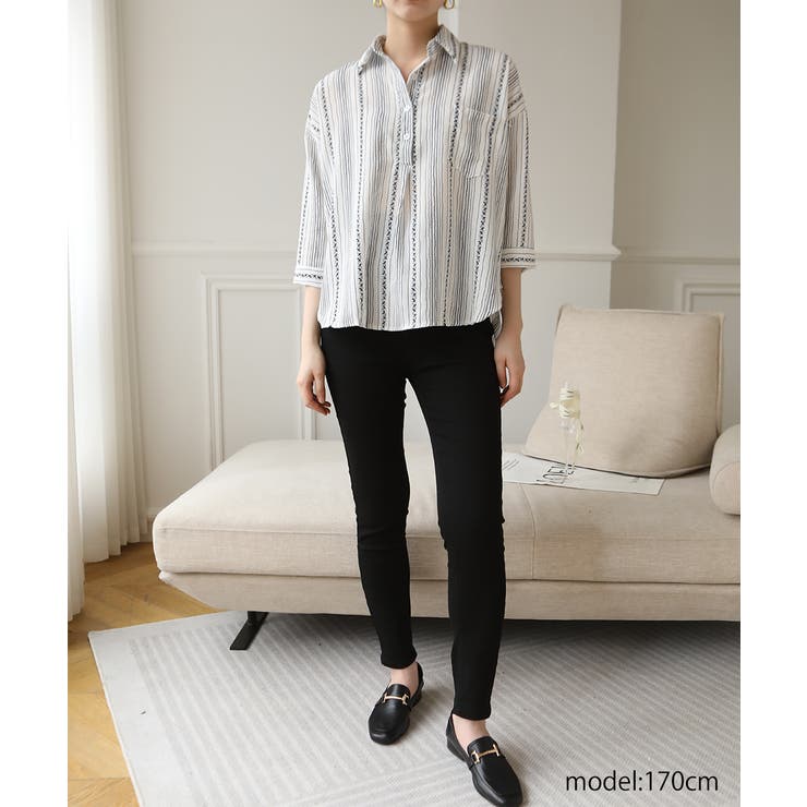 マッキーです★★RELAXED FIT ストライプリネンシャツ リネン & コットンブレンド ストライプ シャツ|マイケル・コース