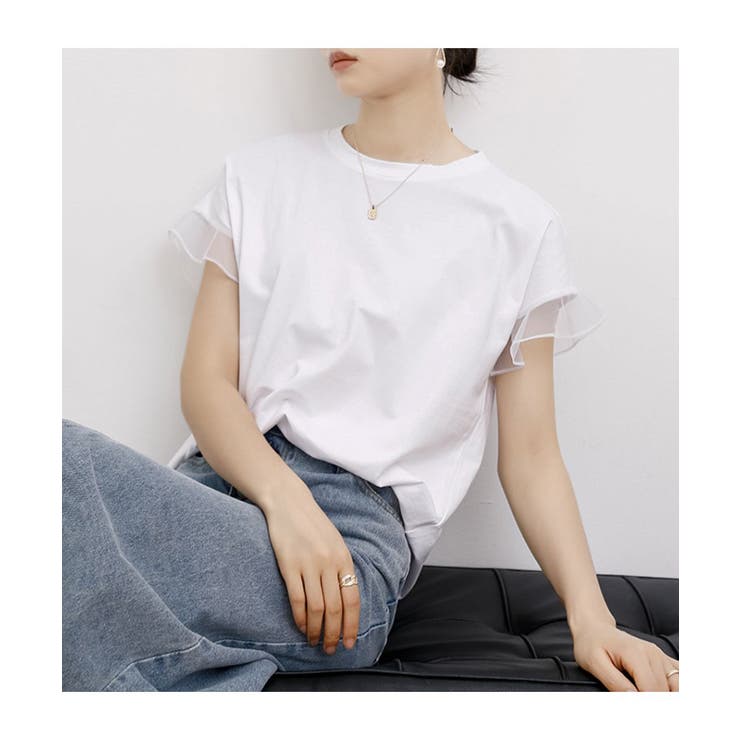 着回し力抜群なチュールフリル袖Tシャツ 半袖 シンプル | maison de LATIR | 詳細画像2 
