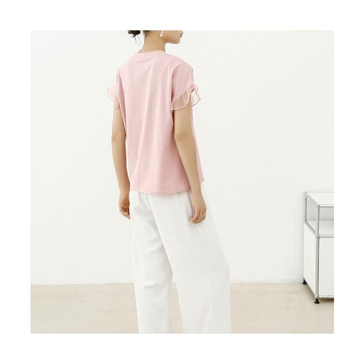 着回し力抜群なチュールフリル袖Tシャツ 半袖 シンプル[品番