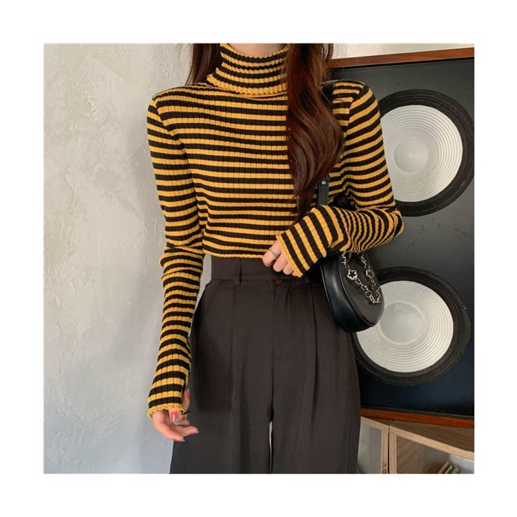 シンプルなのに主役級！1枚でも重ね着にも◎ボーダータートルネックセーター ストラ… | maison de LATIR | 詳細画像10 