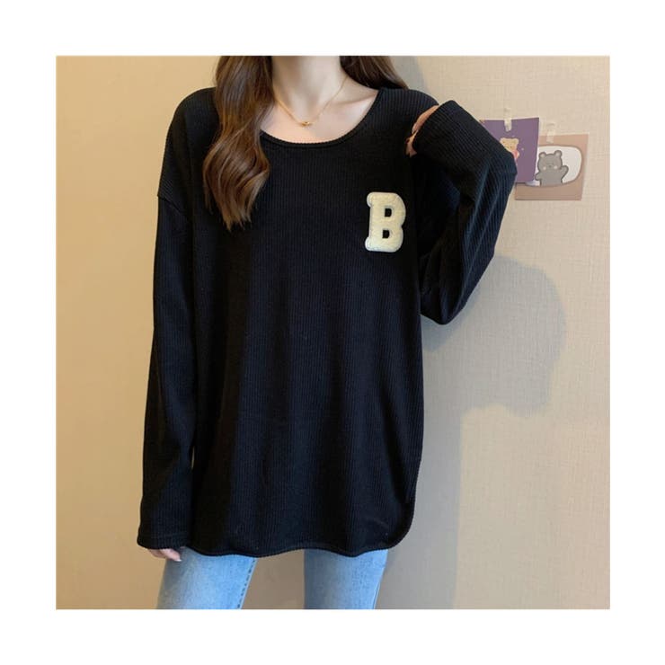 カジュアル感が可愛いワッフル地長袖トップス Tシャツ スリット | maison de LATIR | 詳細画像2 