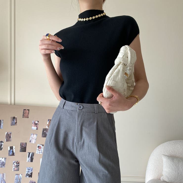 オフィスシーンでも活躍するサマーニット ボトルネック フレンチスリーブ | maison de LATIR | 詳細画像2 