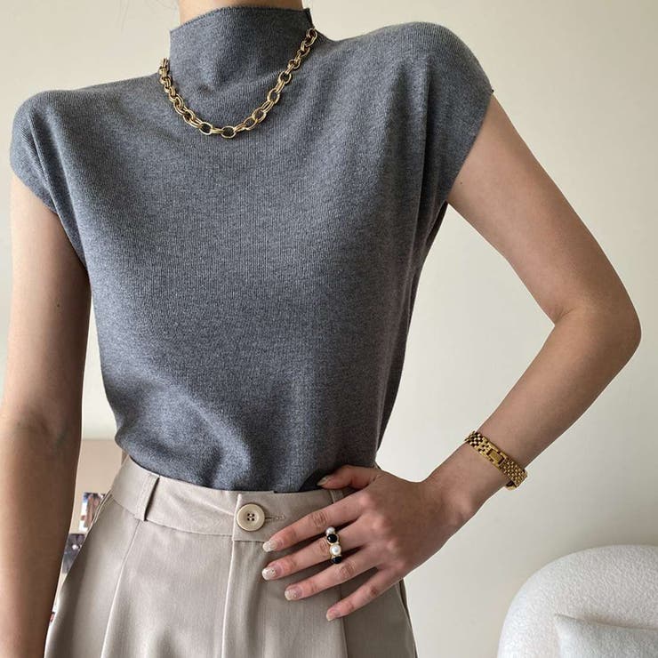 オフィスシーンでも活躍するサマーニット ボトルネック フレンチスリーブ | maison de LATIR | 詳細画像7 