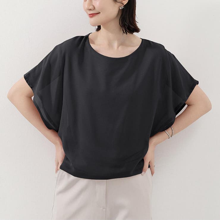 清涼感のあるシアー素材で爽やかなバタフライスリーブブラウス シンプル カットソー | maison de LATIR | 詳細画像2 