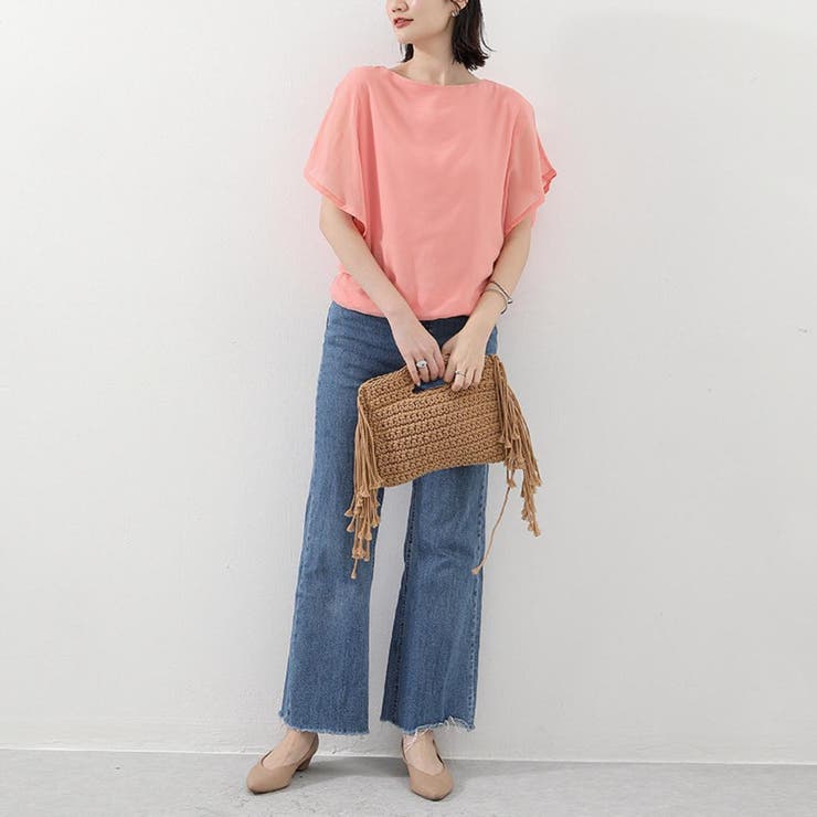 清涼感のあるシアー素材で爽やかなバタフライスリーブブラウス シンプル カットソー | maison de LATIR | 詳細画像9 