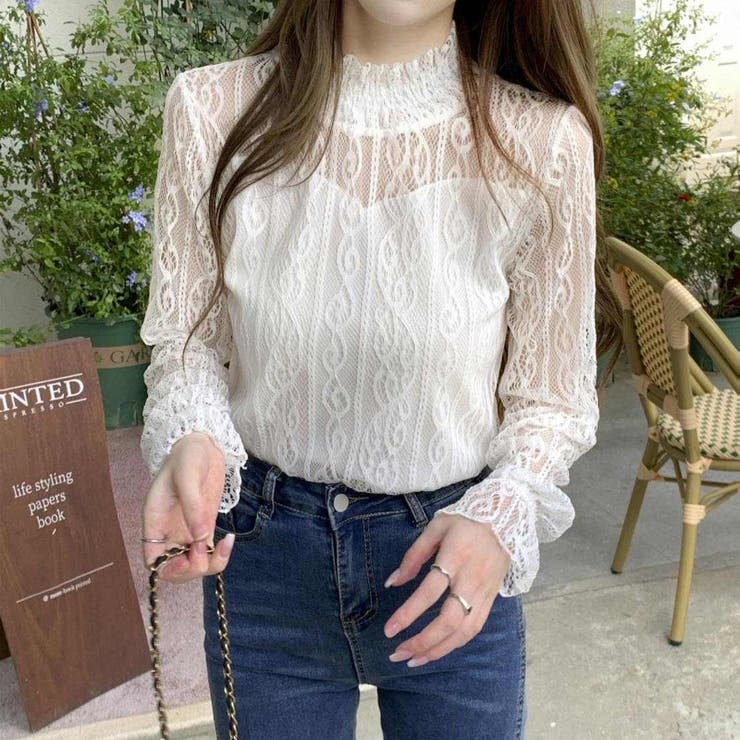 女性らしさを上品に引き立ててくれるハーフネックレーストップス 長袖 キャンディー… | maison de LATIR | 詳細画像6 