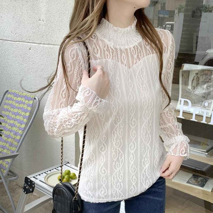 女性らしさを上品に引き立ててくれるハーフネックレーストップス 長袖 キャンディー… | maison de LATIR | 詳細画像7 