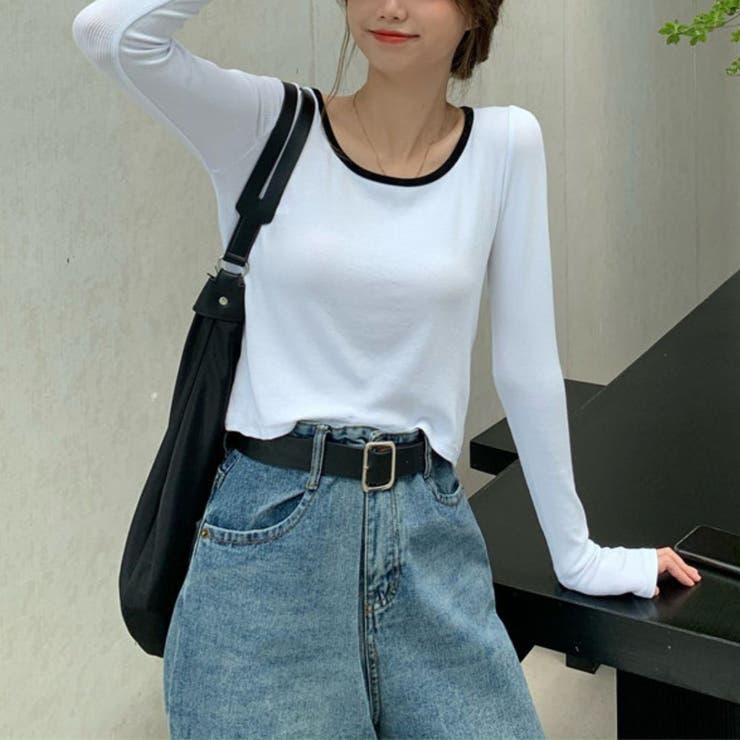 美しいラインを引き立てる長袖カットソー トップス リンガーネック | maison de LATIR | 詳細画像5 