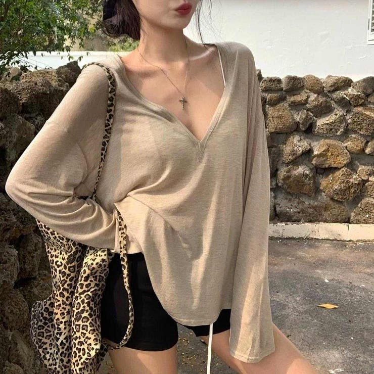 季節の変わり目にも大活躍シアートップス 長袖 Vネック | maison de LATIR | 詳細画像8 