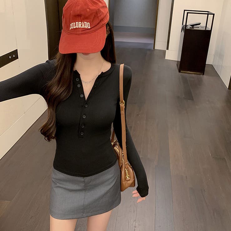 ボタン一つで雰囲気が変わるヘンリーネックカットソー トップス フィット | maison de LATIR | 詳細画像14 