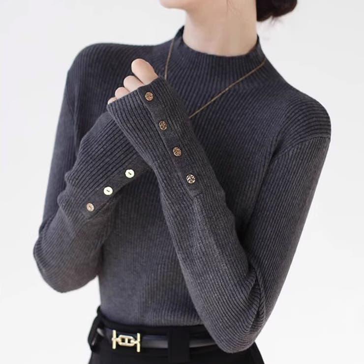 ダークグレー | ニット リブ タートル | maison de LATIR