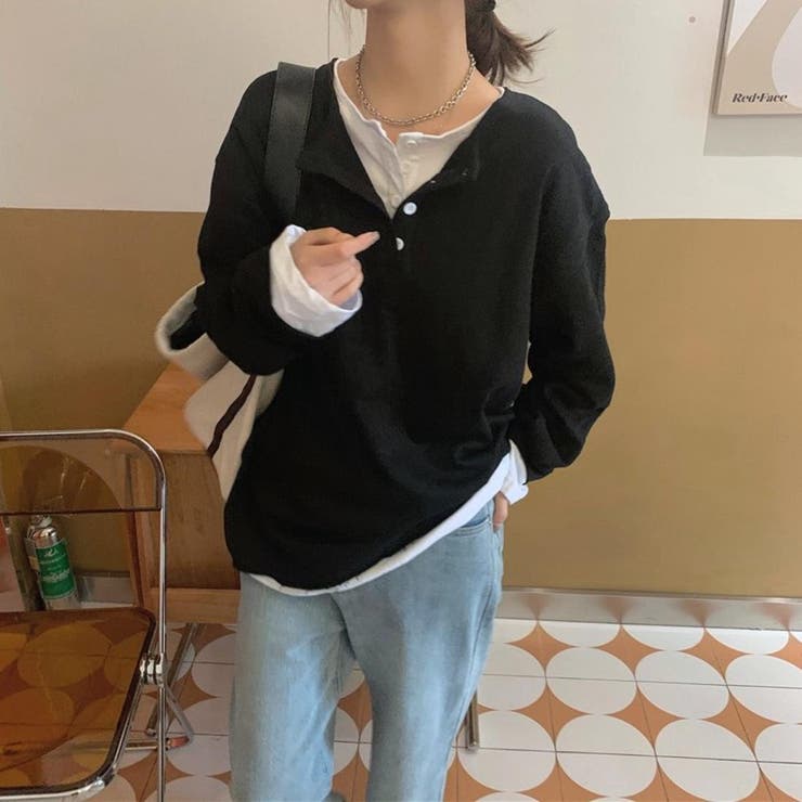 レイヤード風カジュアルプルオーバー トップス 長袖 | maison de LATIR | 詳細画像2 