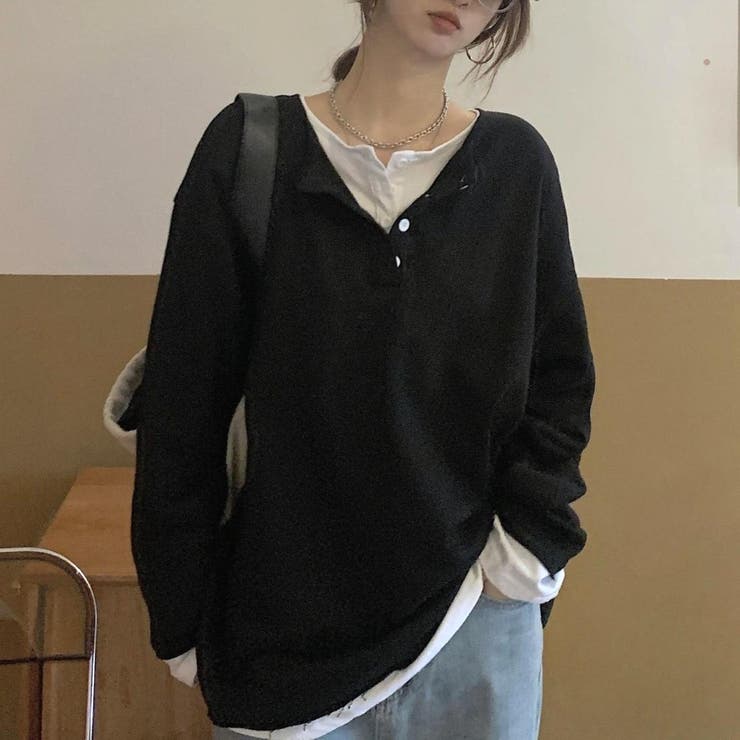 レイヤード風カジュアルプルオーバー トップス 長袖 | maison de LATIR | 詳細画像5 