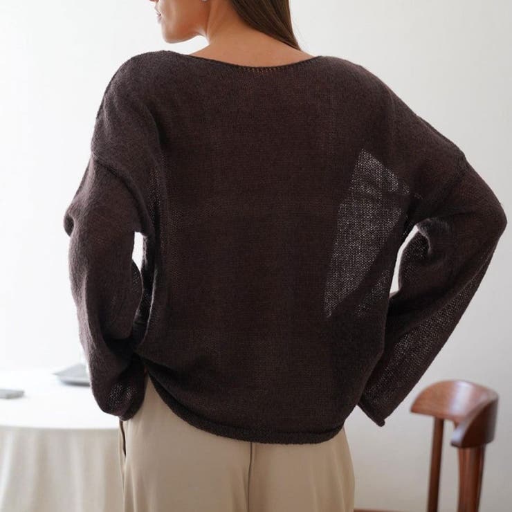 秋冬らしい上品で女性らしいモヘアタッチ シアープルオーバー ローゲージニット | maison de LATIR | 詳細画像9 