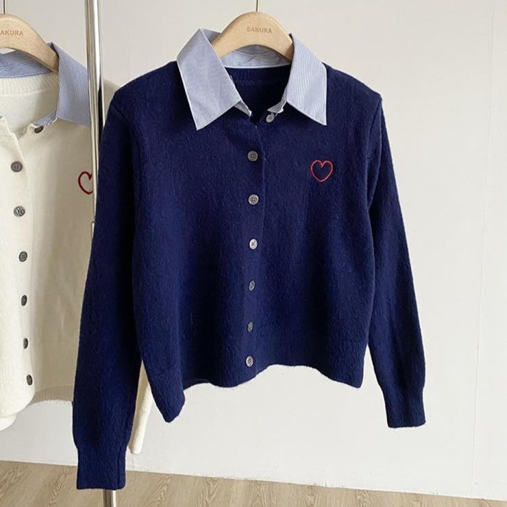 ネイビー | 大人かわいい着映えニットカーディガン トップス 羽織 | maison de LATIR