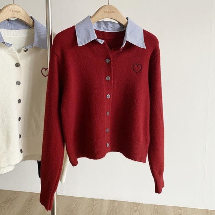 レッド | 大人かわいい着映えニットカーディガン トップス 羽織 | maison de LATIR