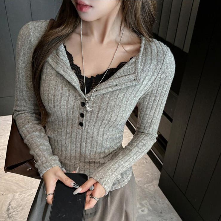 1着でコーディネート完成。レイヤード風ニットトップス 重ね着 オフィス | maison de LATIR | 詳細画像7 