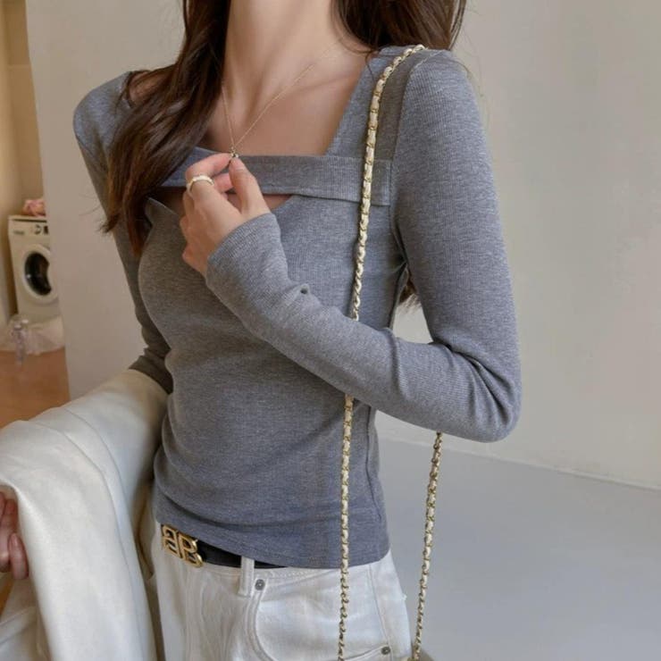 さりげなく映える胸元デザインリブカットソー リブカットソー デザイントップス | maison de LATIR | 詳細画像8 