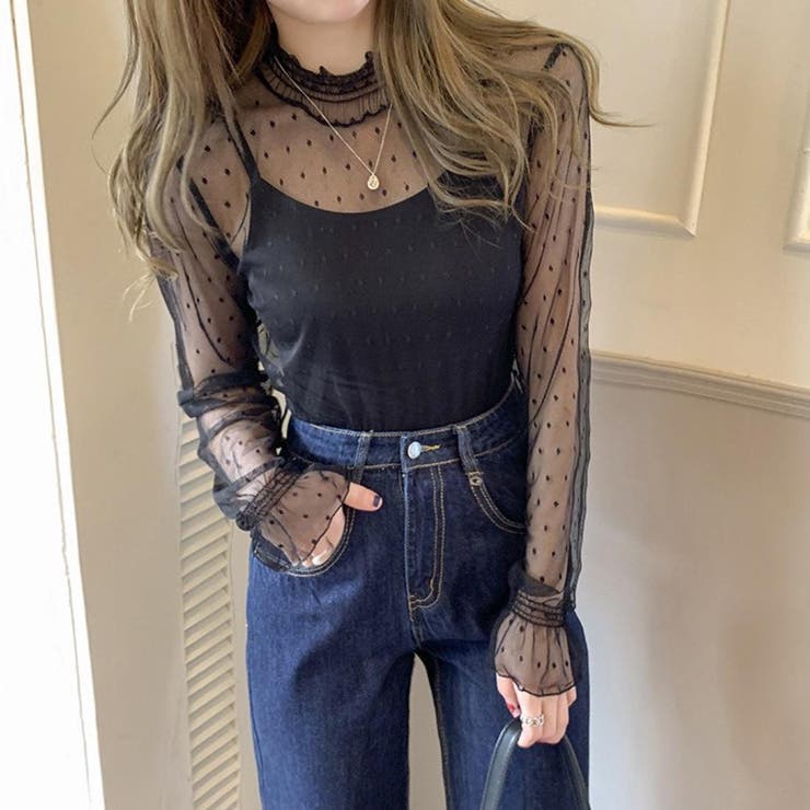 大人の透け感。シアードットメロウインナー レース長袖カットソー 夏服 | maison de LATIR | 詳細画像4 