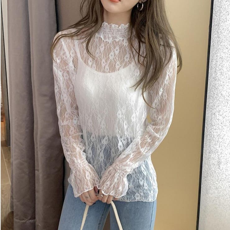 大人の透け感。シアードットメロウインナー レース長袖カットソー 夏服 | maison de LATIR | 詳細画像1 
