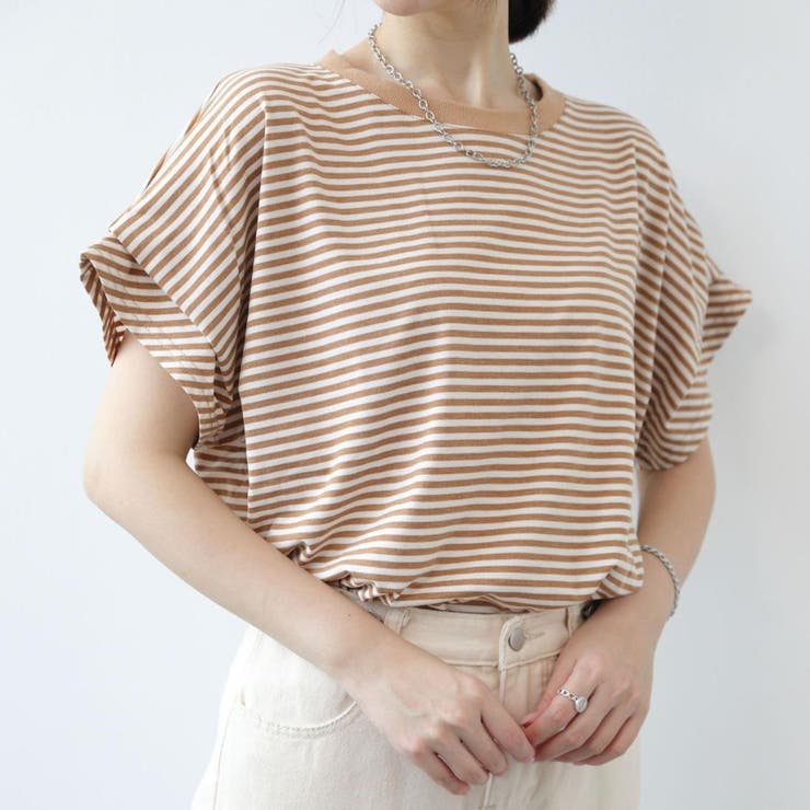 bブラウン | Tシャツ感覚で使える！タックスリーブ半袖カットソー カジュアル ゆったり | maison de LATIR